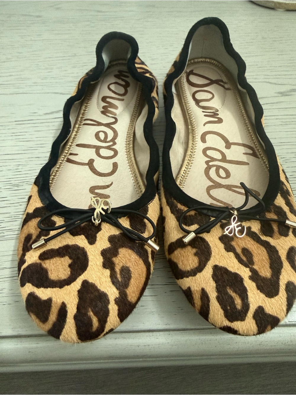 Sam Edelman Leopard-Print Ballet Flats in Tan and Black